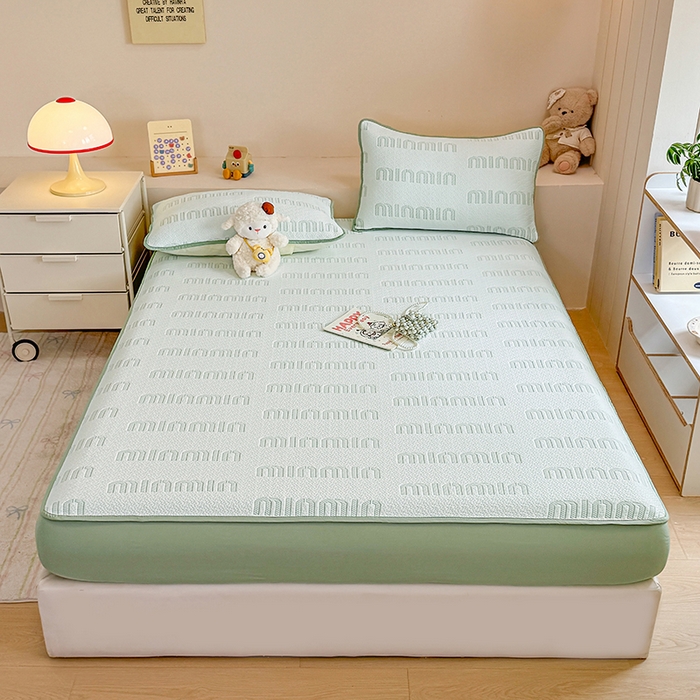 91家纺网 家纺一手货源 找家纺 大元 2025新款空气层夹棉单床笠床笠单件单品床笠-基础款minmin 果绿minmin