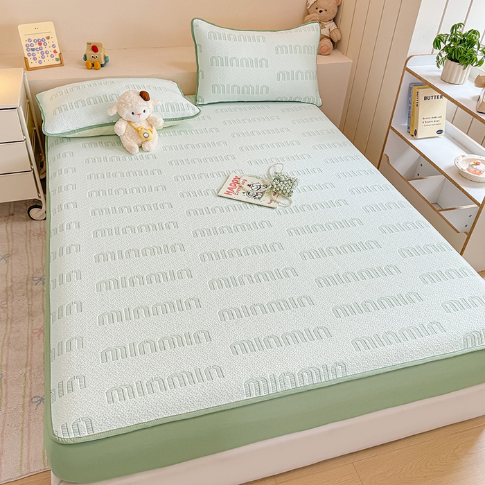 91家纺网 家纺一手货源 找家纺 大元 2025新款空气层夹棉单床笠床笠单件单品床笠-基础款minmin 果绿minmin