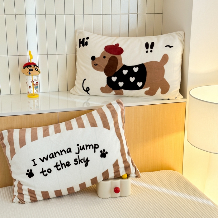 寐居家纺 2025新款卡通印花大阪单枕套 腊肠狗