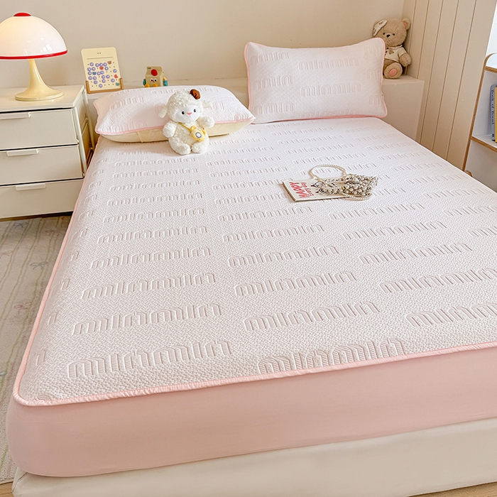 91家纺网 家纺一手货源 找家纺 大元 2025新款空气层夹棉单床笠床笠单件单品床笠-基础款minmin 粉玉minmin