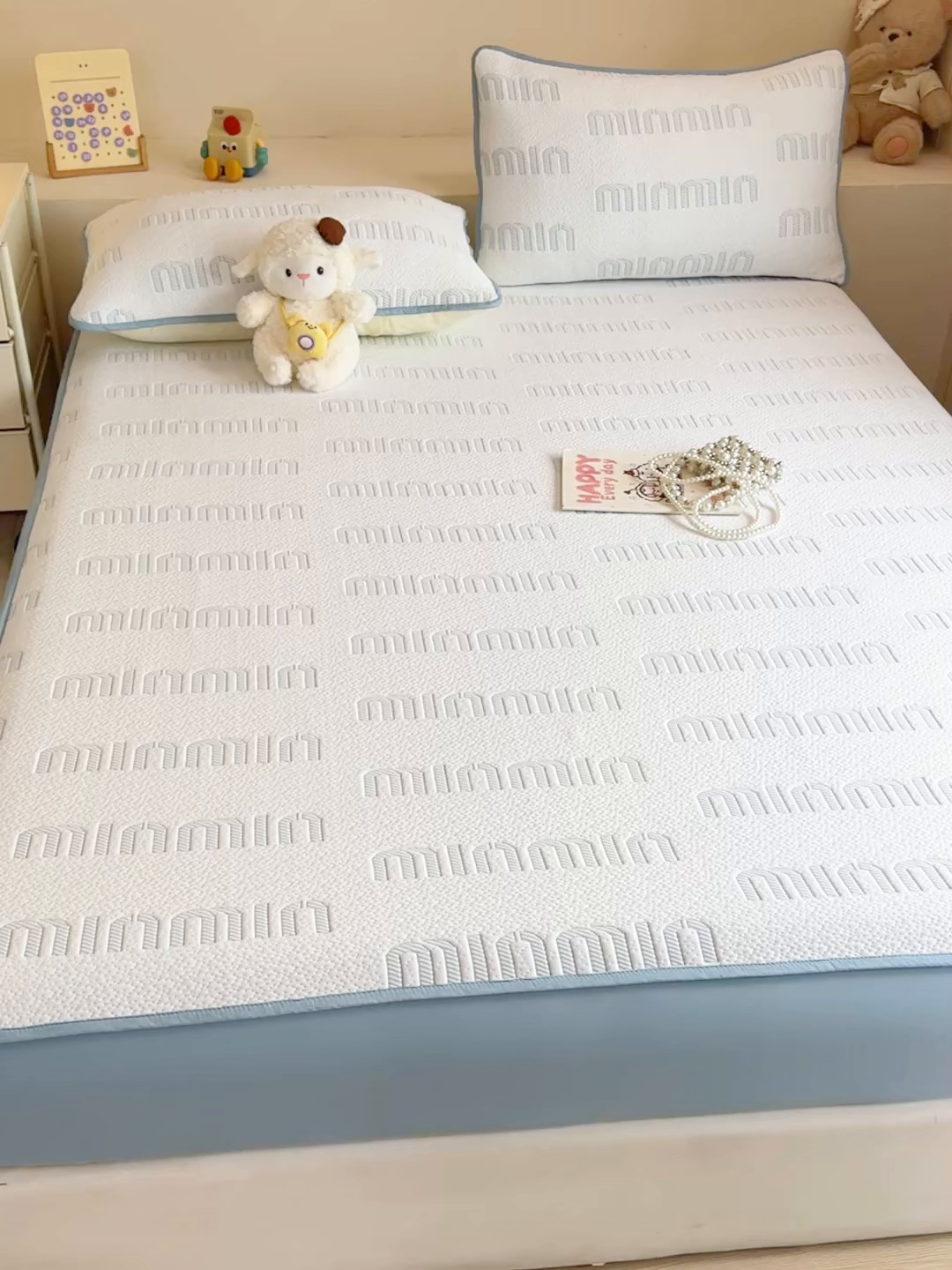 91家纺网 家纺一手货源 找家纺 大元 2025新款空气层夹棉单床笠床笠单件单品床笠-基础款minmin 天蓝minmin