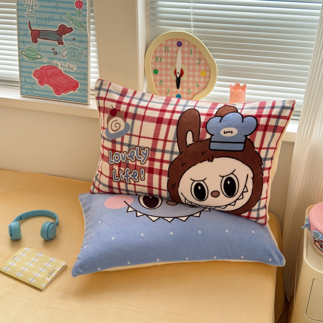 91家纺网 家纺一手货源 找家纺 寐居家纺 2025新款卡通印花大阪单枕套件 奶黄拉布