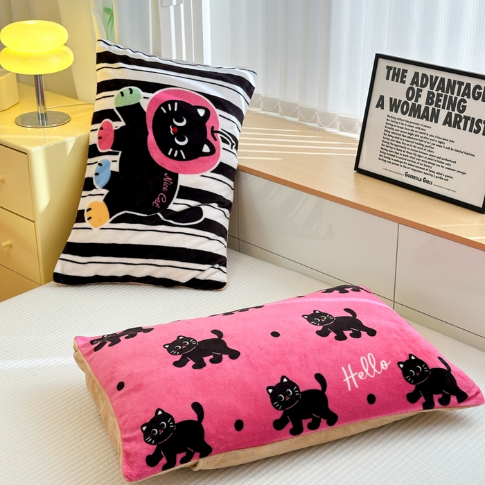 寐居家纺 2025新款卡通印花大阪单枕套 平安猫