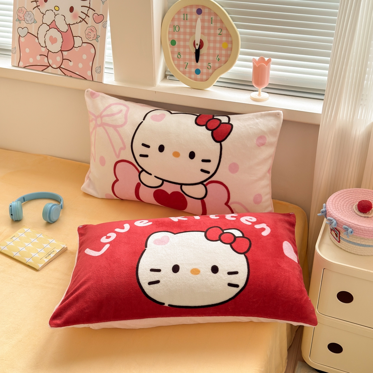 寐居家纺 2025新款卡通印花大阪单枕套 心动KT喵