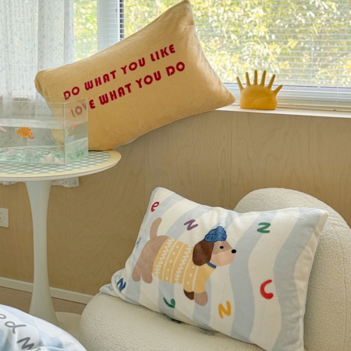 91家纺网 家纺一手货源 找家纺 寐居家纺 2025新款卡通印花大阪单枕套件 早安狗