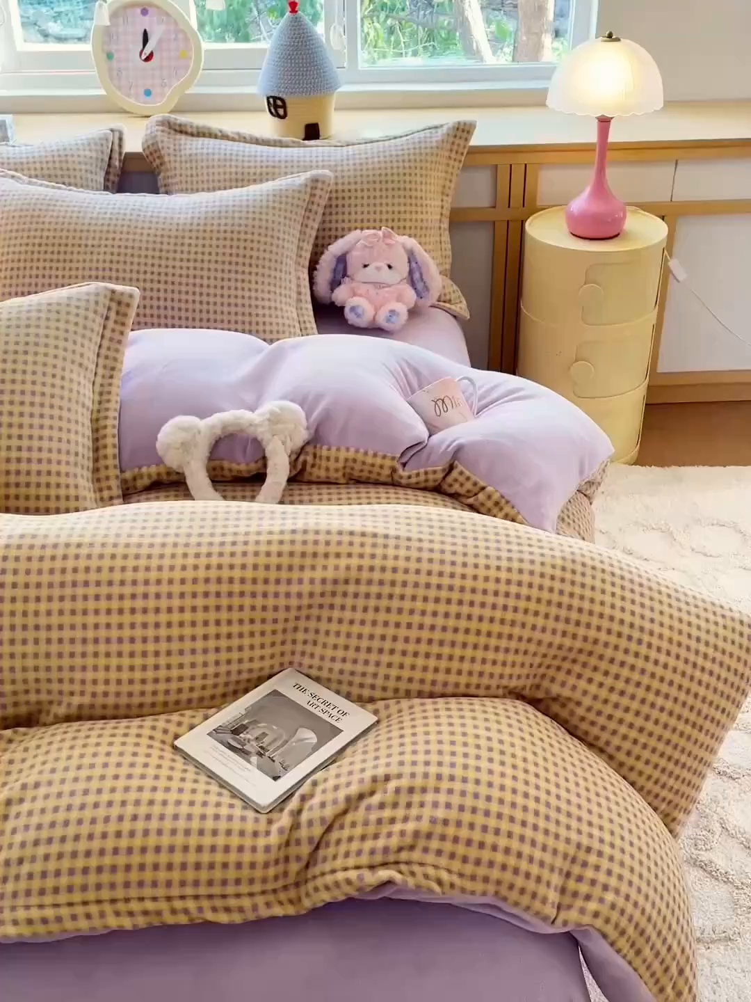 91家纺网 家纺一手货源 找家纺 弗苓家纺 2025新款加厚保暖双面牛奶绒四件套 复古格