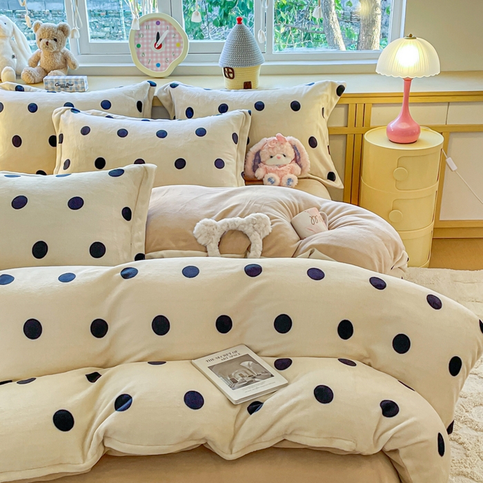 91家纺网 家纺一手货源 找家纺 弗苓家纺 2025新款加厚保暖双面牛奶绒四件套 黑糖珍珠