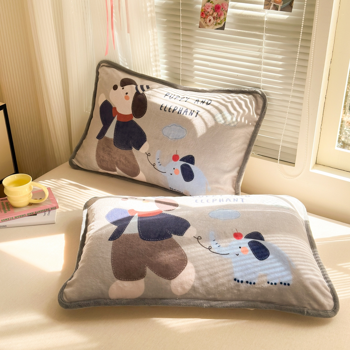 91家纺网 家纺一手货源 找家纺 寐居家纺 2025新款牛奶绒数码大版单床盖 狗狗与象