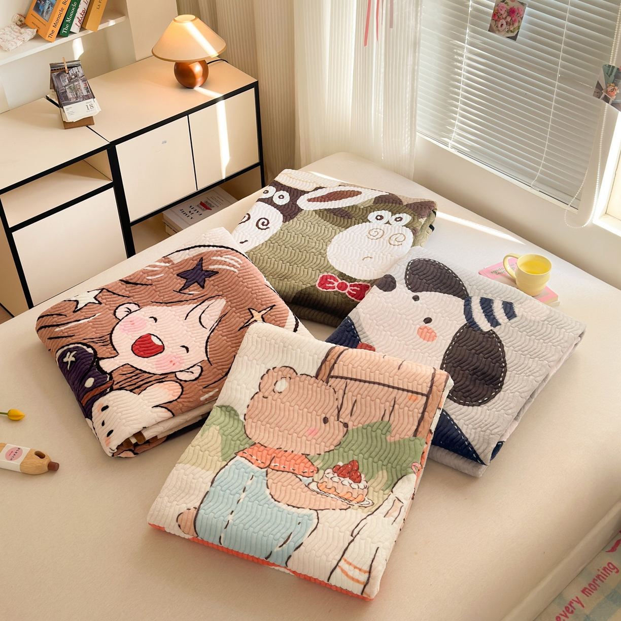 91家纺网 家纺一手货源 找家纺 寐居家纺 2025新款牛奶绒数码大版单床盖 组合图仅供展示不可下单