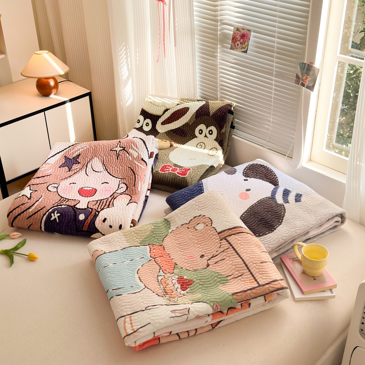 91家纺网 家纺一手货源 找家纺 寐居家纺 2025新款牛奶绒数码大版单床盖 组合图仅供展示不可下单