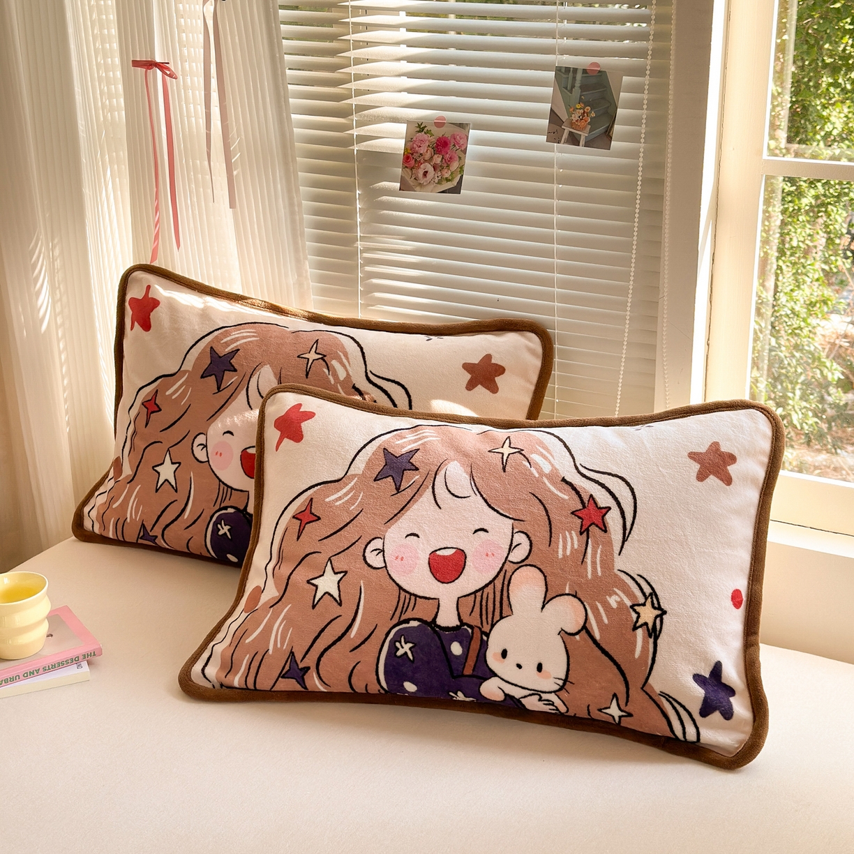 91家纺网 家纺一手货源 找家纺 寐居家纺 2025新款牛奶绒数码大版单床盖 摩登女孩