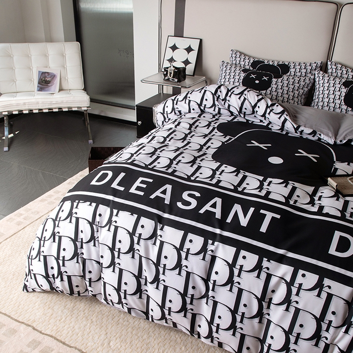 91家纺网 家纺一手货源 找家纺 色鬼布艺高端家居主号 2025新款直播热款网红款四季棉四件套 黑白迪