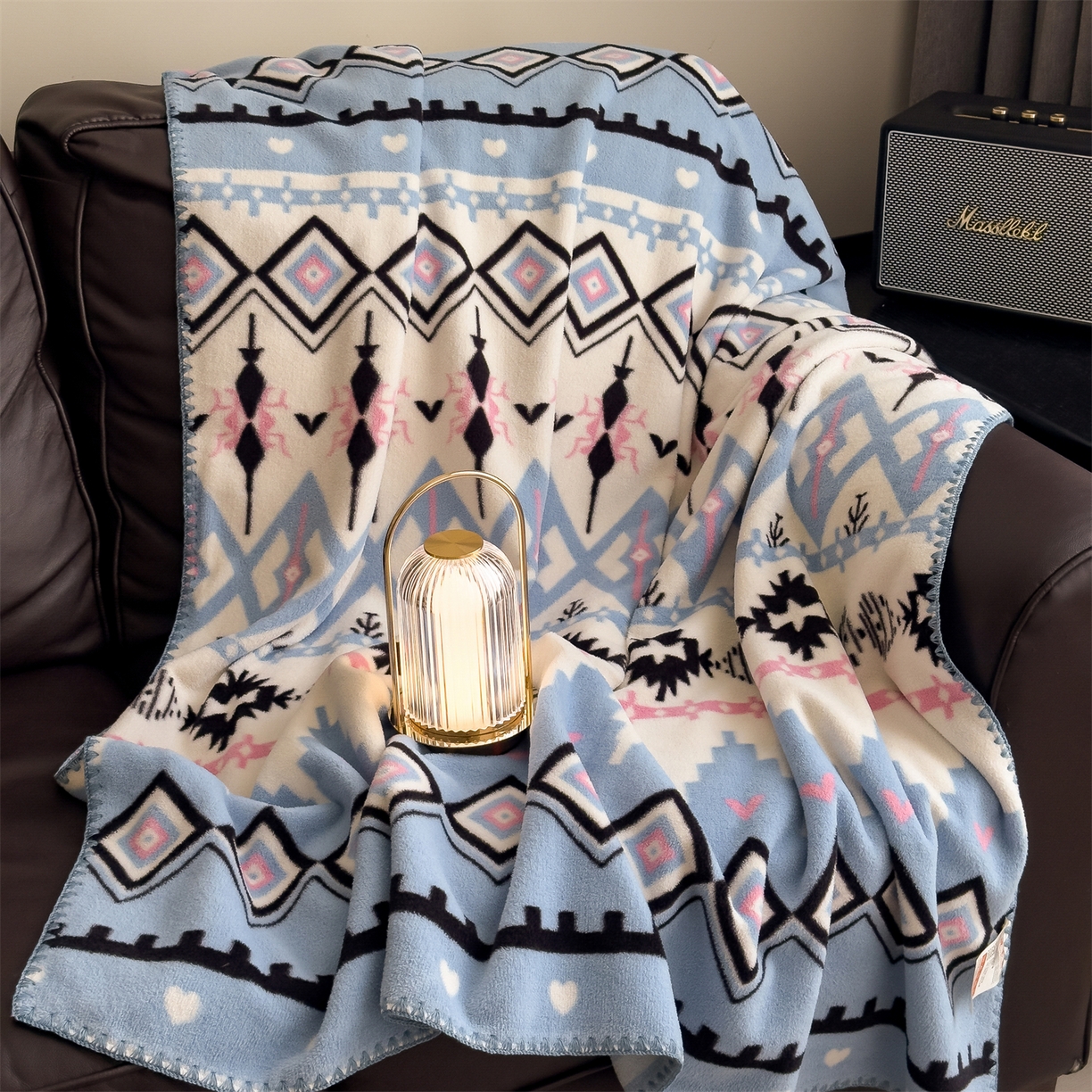 91家纺网 家纺一手货源 找家纺 （总）慕木家纺 2025新款高克重印花仿羊绒双层毛毯毛毯毯子（可供跨境提供买家秀）