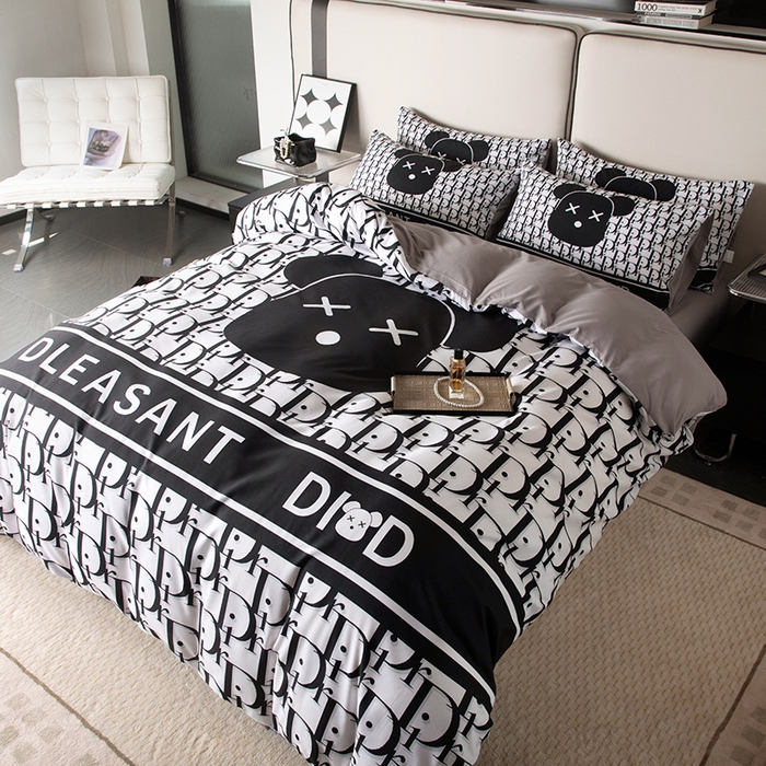 91家纺网 家纺一手货源 找家纺 色鬼布艺高端家居主号 2025新款直播热款网红款四季棉四件套 黑白迪