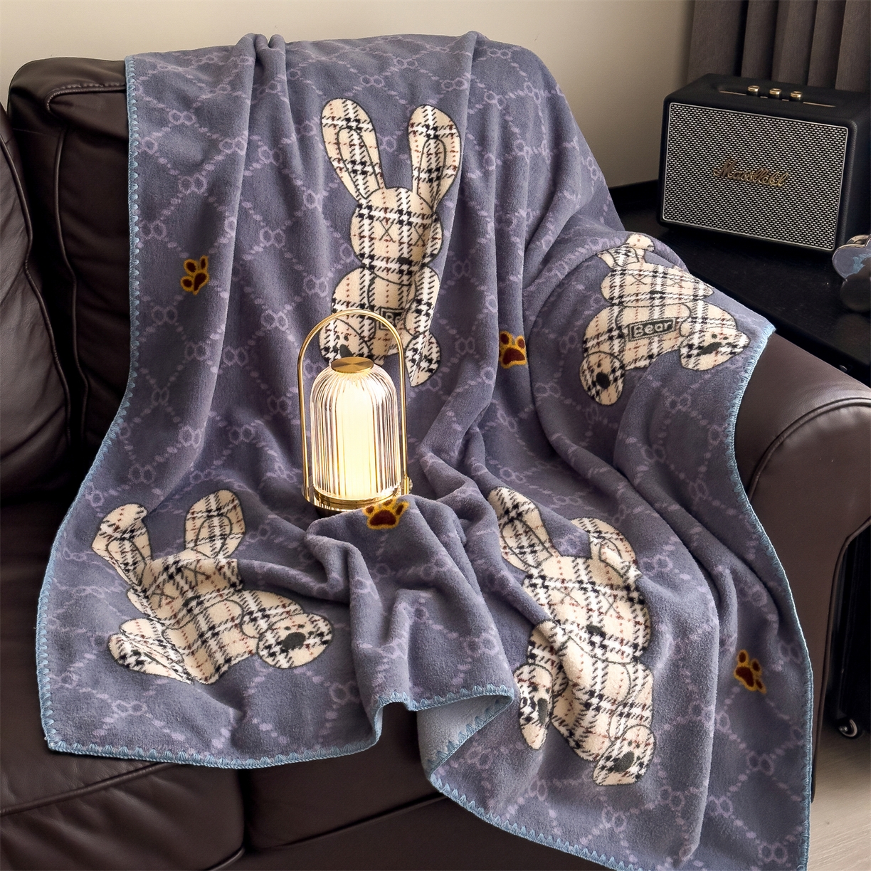 91家纺网 家纺一手货源 找家纺 （总）慕木家纺 2025新款高克重印花仿羊绒双层毛毯毛毯毯子（可供跨境提供买家秀）