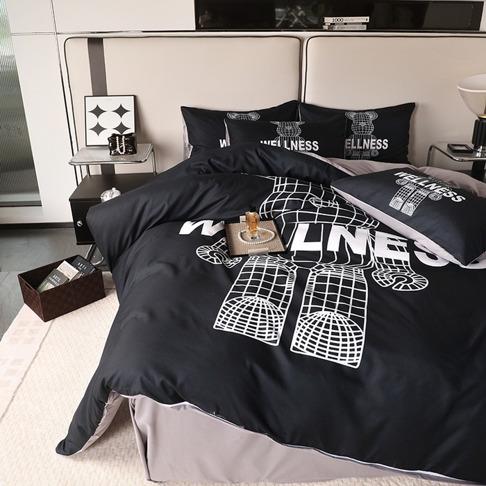 91家纺网 家纺一手货源 找家纺 色鬼布艺高端家居主号 2025新款直播热款网红款四季棉四件套 机器熊