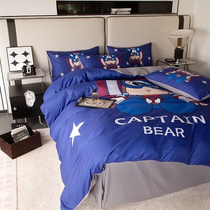 91家纺网 家纺一手货源 找家纺 色鬼布艺高端家居主号 2025新款直播热款网红款四季棉四件套 萌熊队长