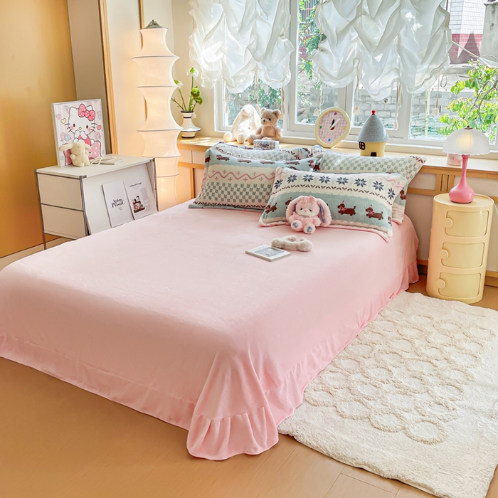 91家纺网 家纺一手货源 找家纺 弗苓家纺 2025新款加厚保暖双面牛奶绒四件套 顽皮狗