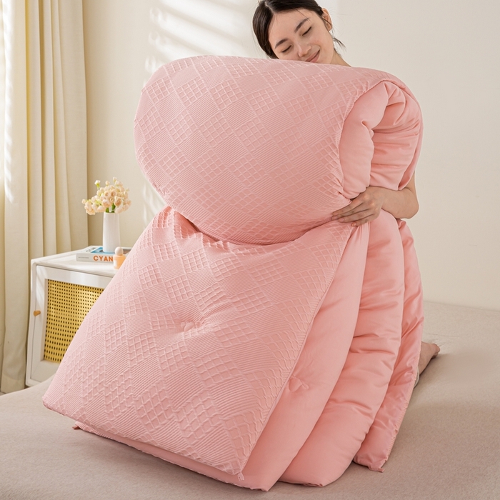 宝士康家纺 2025新款提花羊毛春秋被/冬被/跨境外贸被子被芯 提花羊毛-粉色