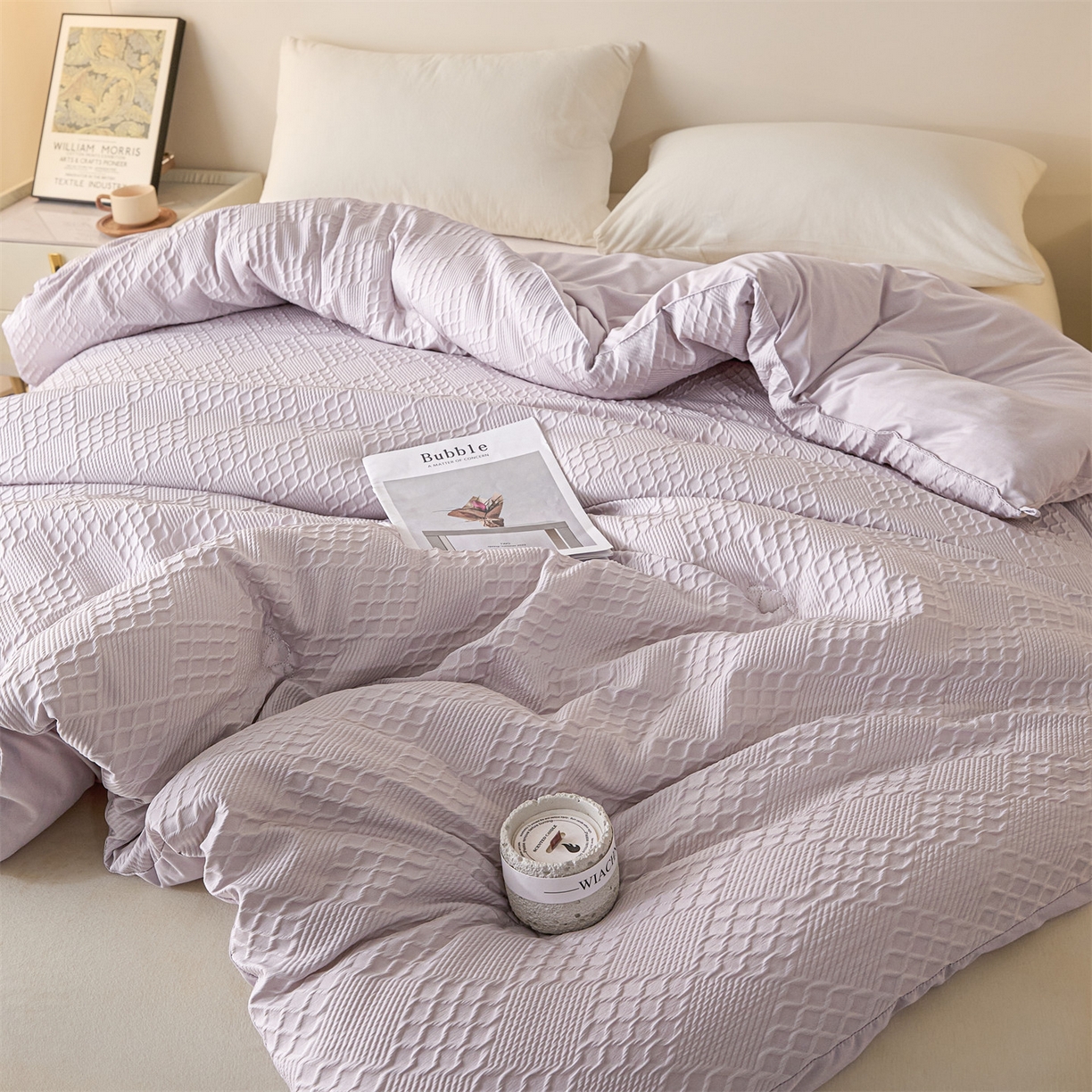 91家纺网 家纺一手货源 找家纺 宝士康家纺 2025新款提花羊毛春秋被/冬被/跨境外贸被子被芯 提花羊毛-浅灰