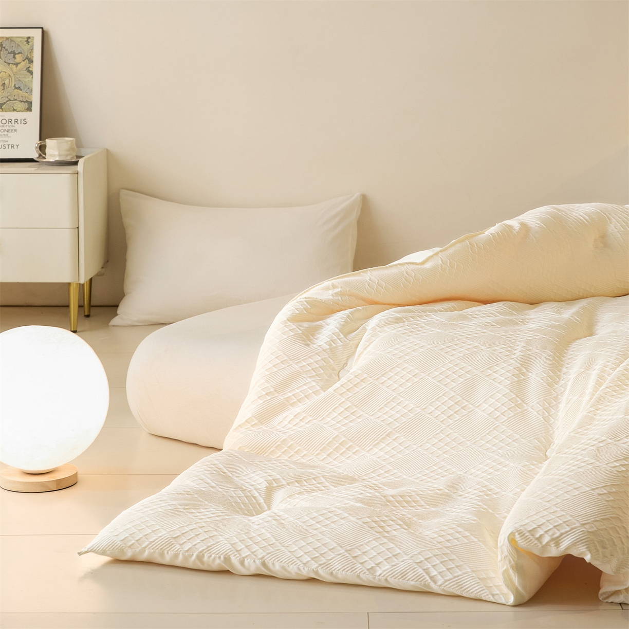 91家纺网 家纺一手货源 找家纺 宝士康家纺 2025新款提花羊毛春秋被/冬被/跨境外贸被子被芯 提花羊毛-奶白