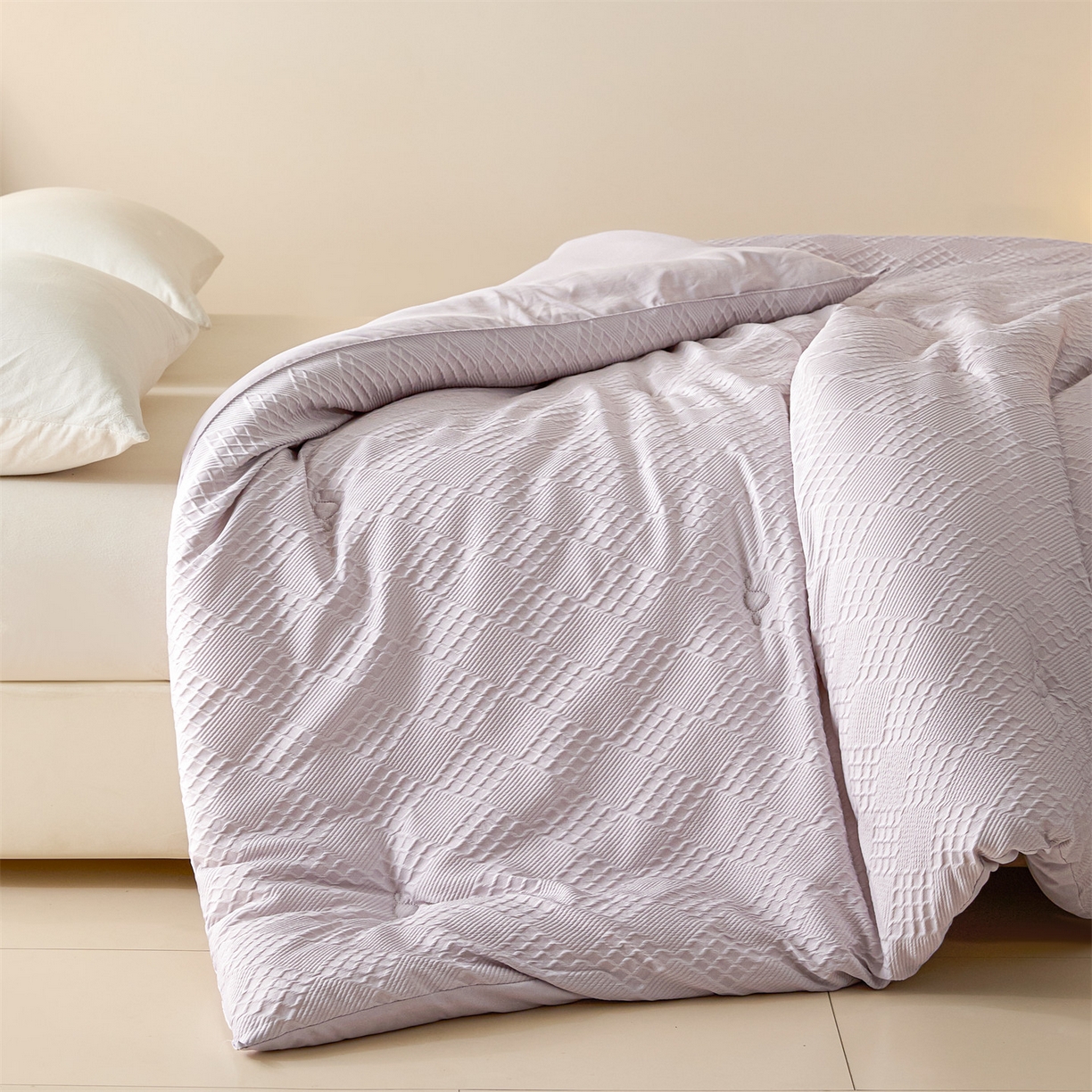 91家纺网 家纺一手货源 找家纺 宝士康家纺 2025新款提花羊毛春秋被/冬被/跨境外贸被子被芯 提花羊毛-浅灰