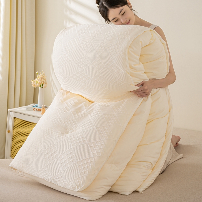 宝士康家纺 2025新款提花羊毛春秋被/冬被/跨境外贸被子被芯 提花羊毛-奶白