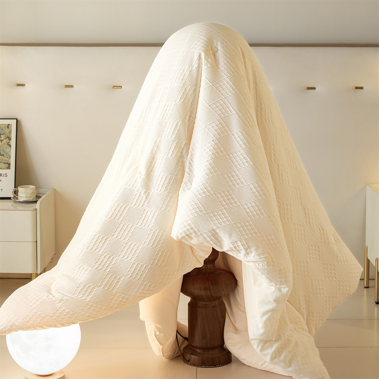 91家纺网 家纺一手货源 找家纺 宝士康家纺 2025新款提花羊毛春秋被/冬被/跨境外贸被子被芯 提花羊毛-奶白