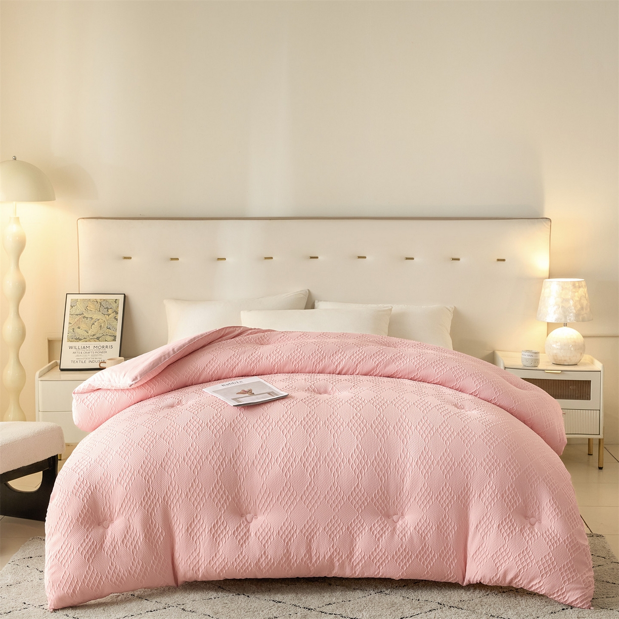 91家纺网 家纺一手货源 找家纺 宝士康家纺 2025新款提花羊毛春秋被/冬被/跨境外贸被子被芯 提花羊毛-粉色