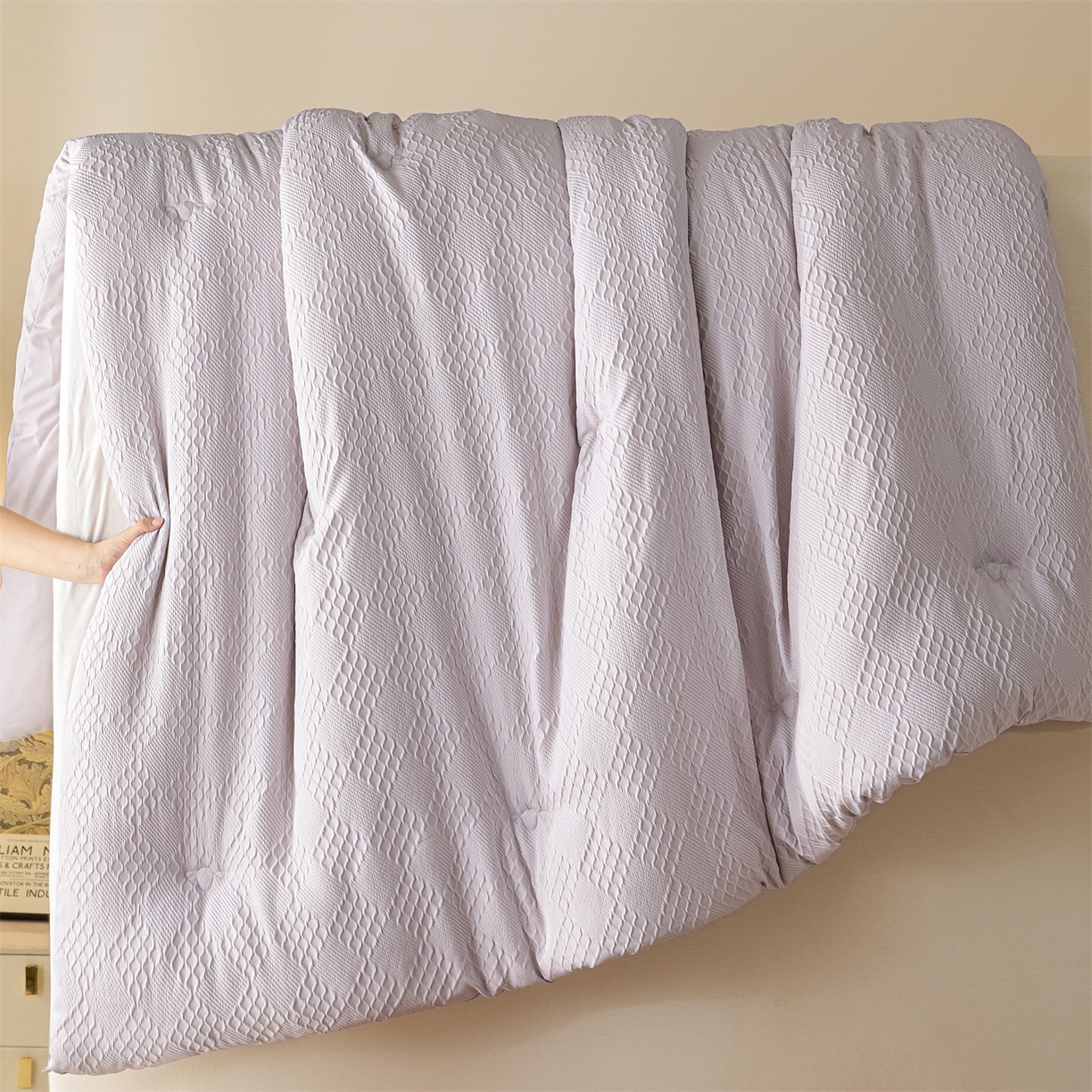 91家纺网 家纺一手货源 找家纺 宝士康家纺 2025新款提花羊毛春秋被/冬被/跨境外贸被子被芯 提花羊毛-浅灰