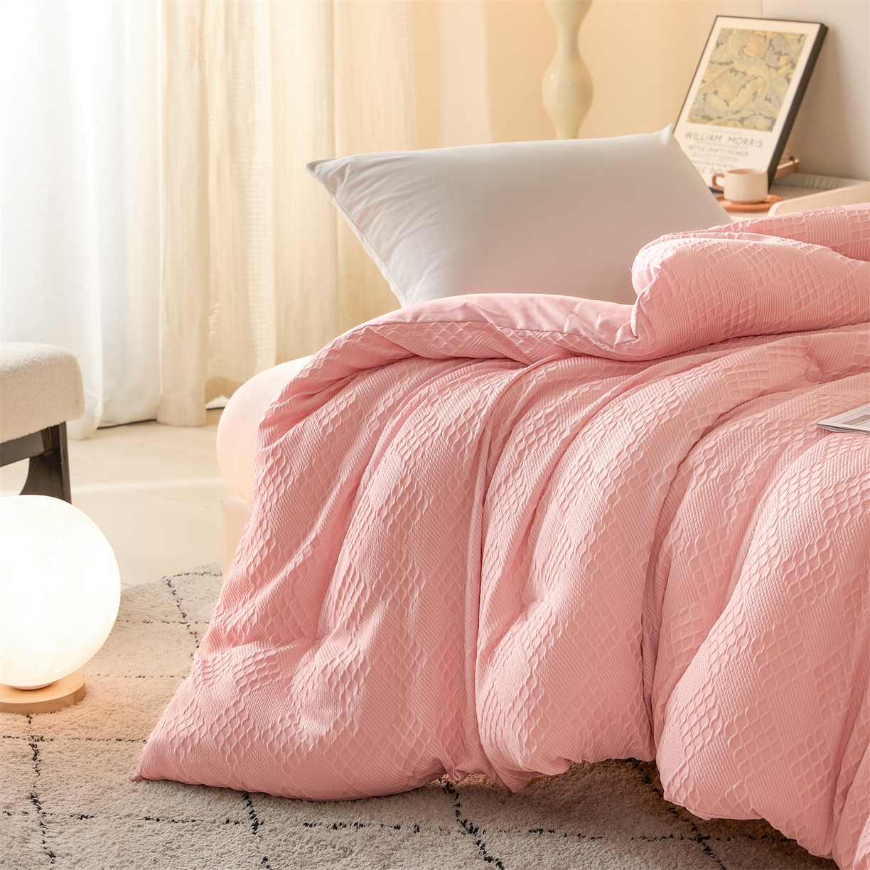 91家纺网 家纺一手货源 找家纺 宝士康家纺 2025新款提花羊毛春秋被/冬被/跨境外贸被子被芯 提花羊毛-粉色