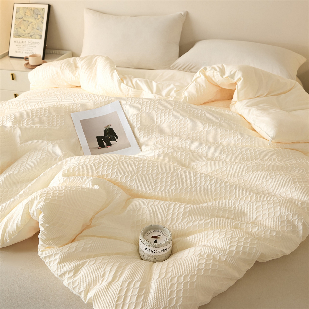 91家纺网 家纺一手货源 找家纺 宝士康家纺 2025新款提花羊毛春秋被/冬被/跨境外贸被子被芯 提花羊毛-奶白