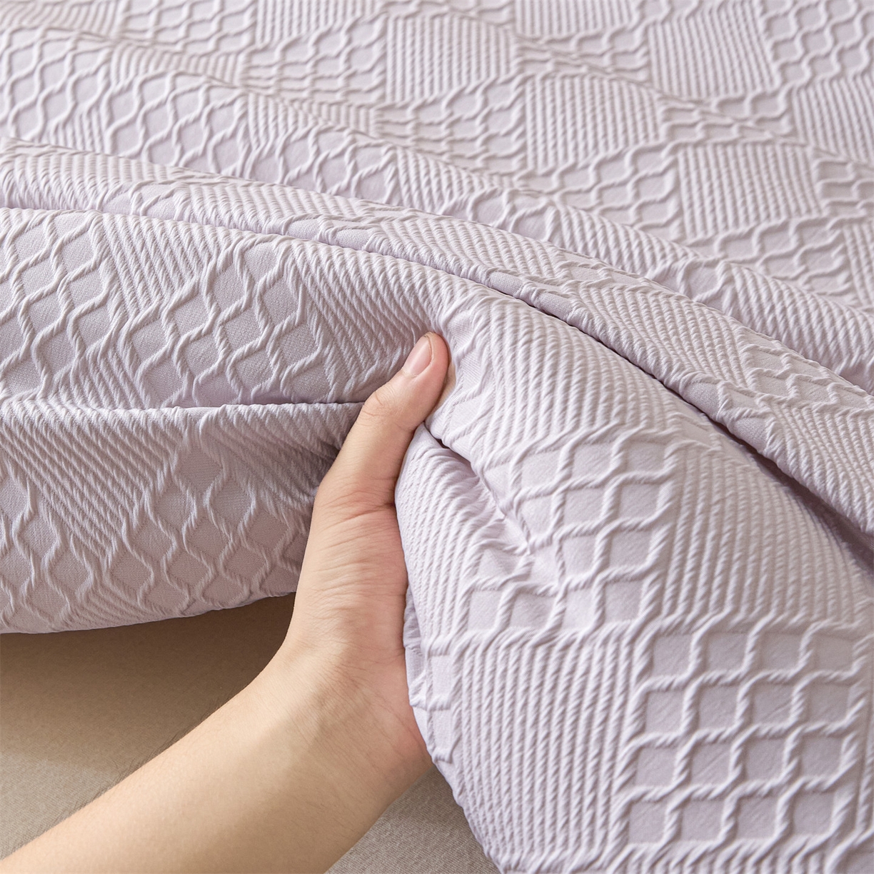 91家纺网 家纺一手货源 找家纺 宝士康家纺 2025新款提花羊毛春秋被/冬被/跨境外贸被子被芯 提花羊毛-浅灰