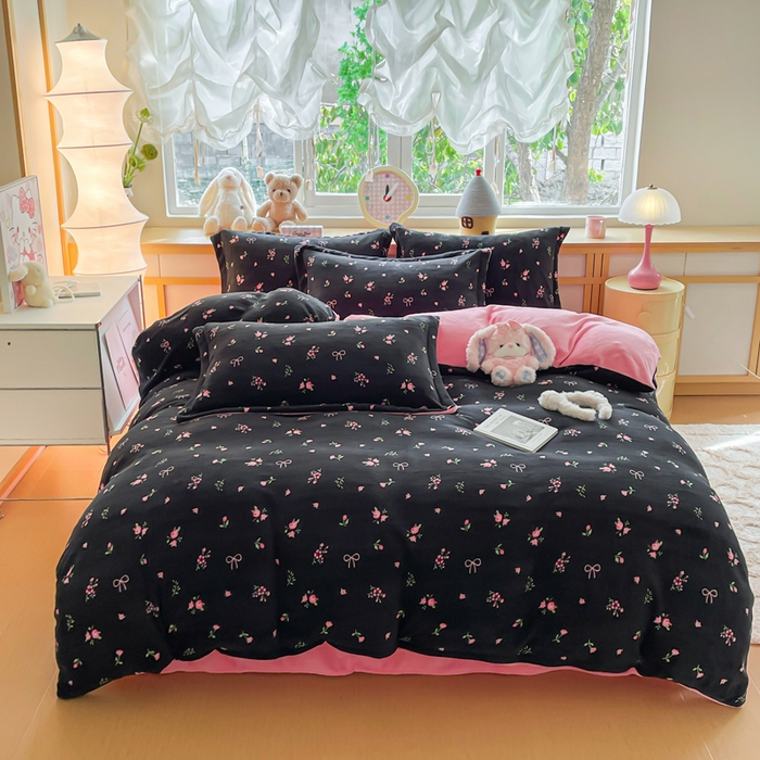 91家纺网 家纺一手货源 找家纺 弗苓家纺 2025新款加厚保暖双面牛奶绒四件套 乌梅子酱