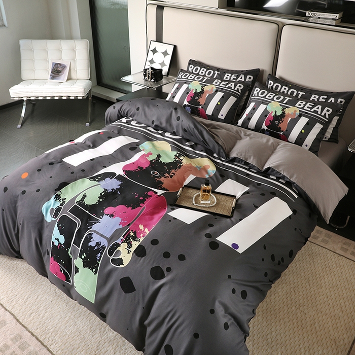 91家纺网 家纺一手货源 找家纺 色鬼布艺高端家居主号 2025新款直播热款网红款四季棉四件套 涂鸦熊