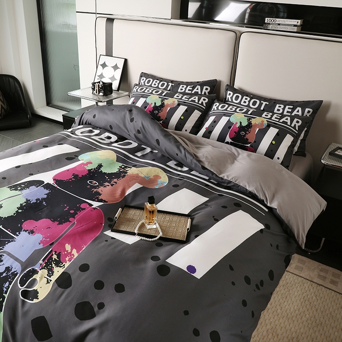 91家纺网 家纺一手货源 找家纺 色鬼布艺高端家居主号 2025新款直播热款网红款四季棉四件套 涂鸦熊