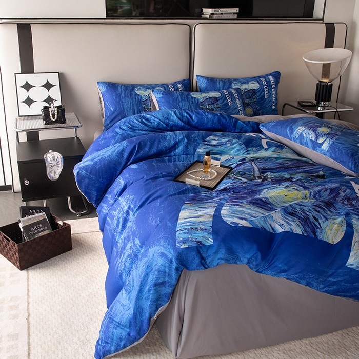 91家纺网 家纺一手货源 找家纺 色鬼布艺高端家居主号 2025新款直播热款网红款四季棉四件套 星空