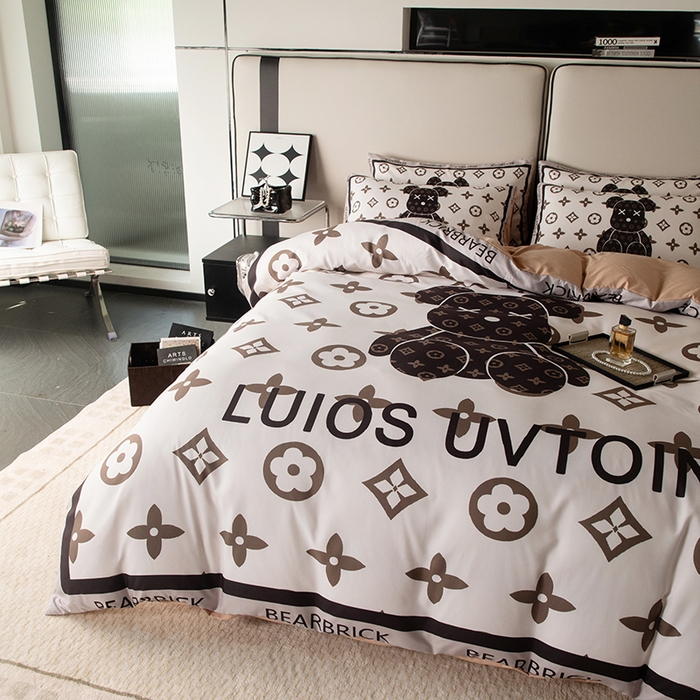 91家纺网 家纺一手货源 找家纺 色鬼布艺高端家居主号 2025新款直播热款网红款四季棉四件套 熊仔咖