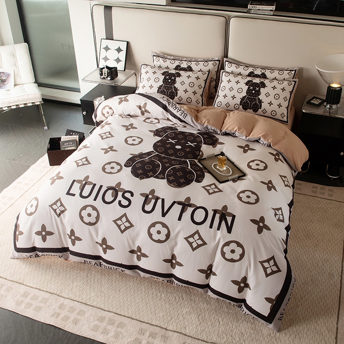 91家纺网 家纺一手货源 找家纺 色鬼布艺高端家居主号 2025新款直播热款网红款四季棉四件套 熊仔咖