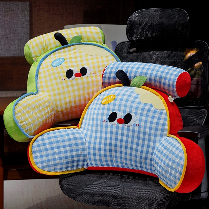 91家纺网 家纺一手货源 找家纺 （总）仟亿莱 2025新款大眼苹果格子拥抱式腰靠