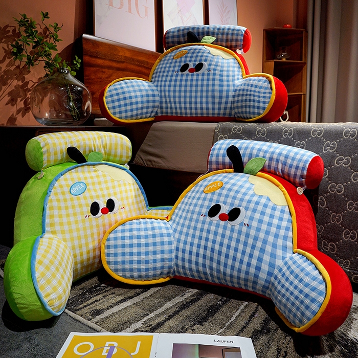 91家纺网 家纺一手货源 找家纺 （总）仟亿莱 2025新款大眼苹果格子拥抱式腰靠