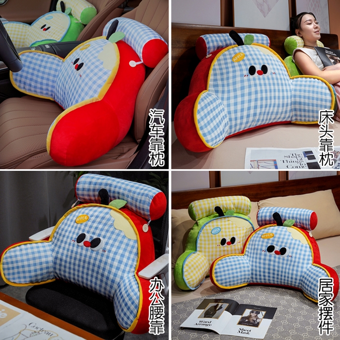 91家纺网 家纺一手货源 找家纺 仟亿莱 2025新款大眼苹果格子拥抱式腰靠 组合图仅做展示不可下单