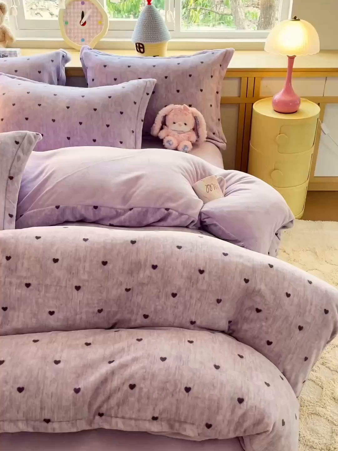 91家纺网 家纺一手货源 找家纺 弗苓家纺 2025新款加厚保暖双面牛奶绒四件套 心动-紫