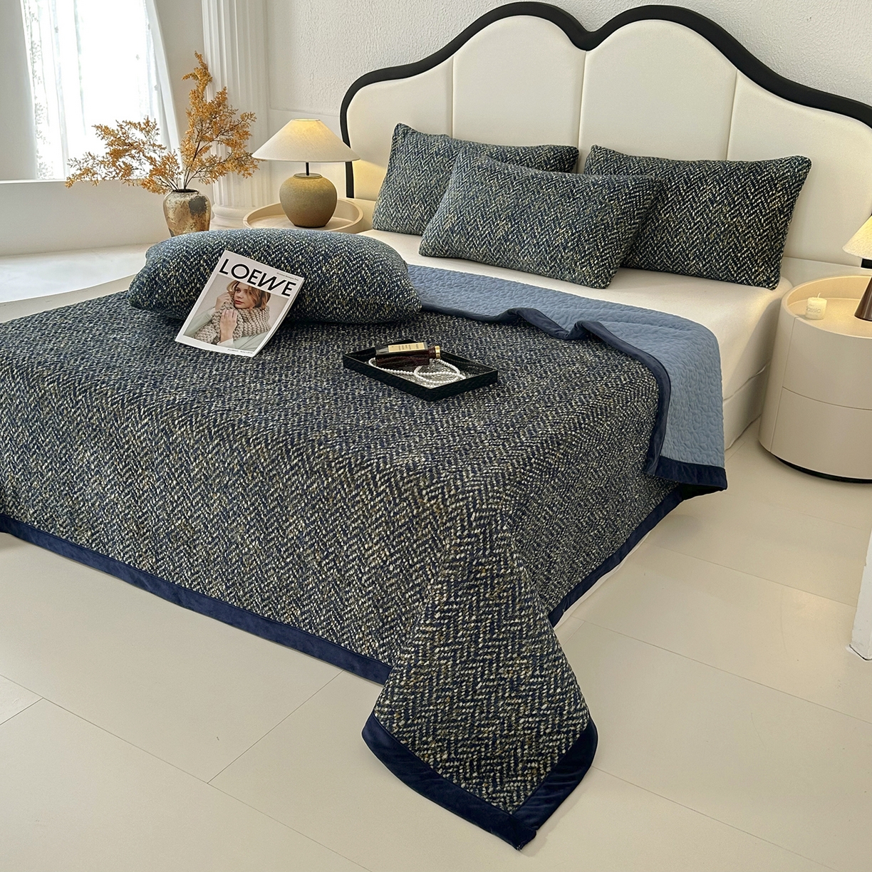 91家纺网 家纺一手货源 找家纺 （总）大渔生活 2025新款牛奶绒印花床盖款四件套