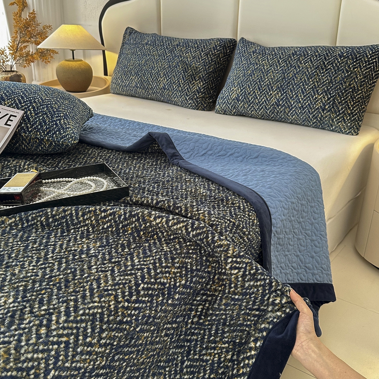 91家纺网 家纺一手货源 找家纺 （总）大渔生活 2025新款牛奶绒印花床盖款四件套