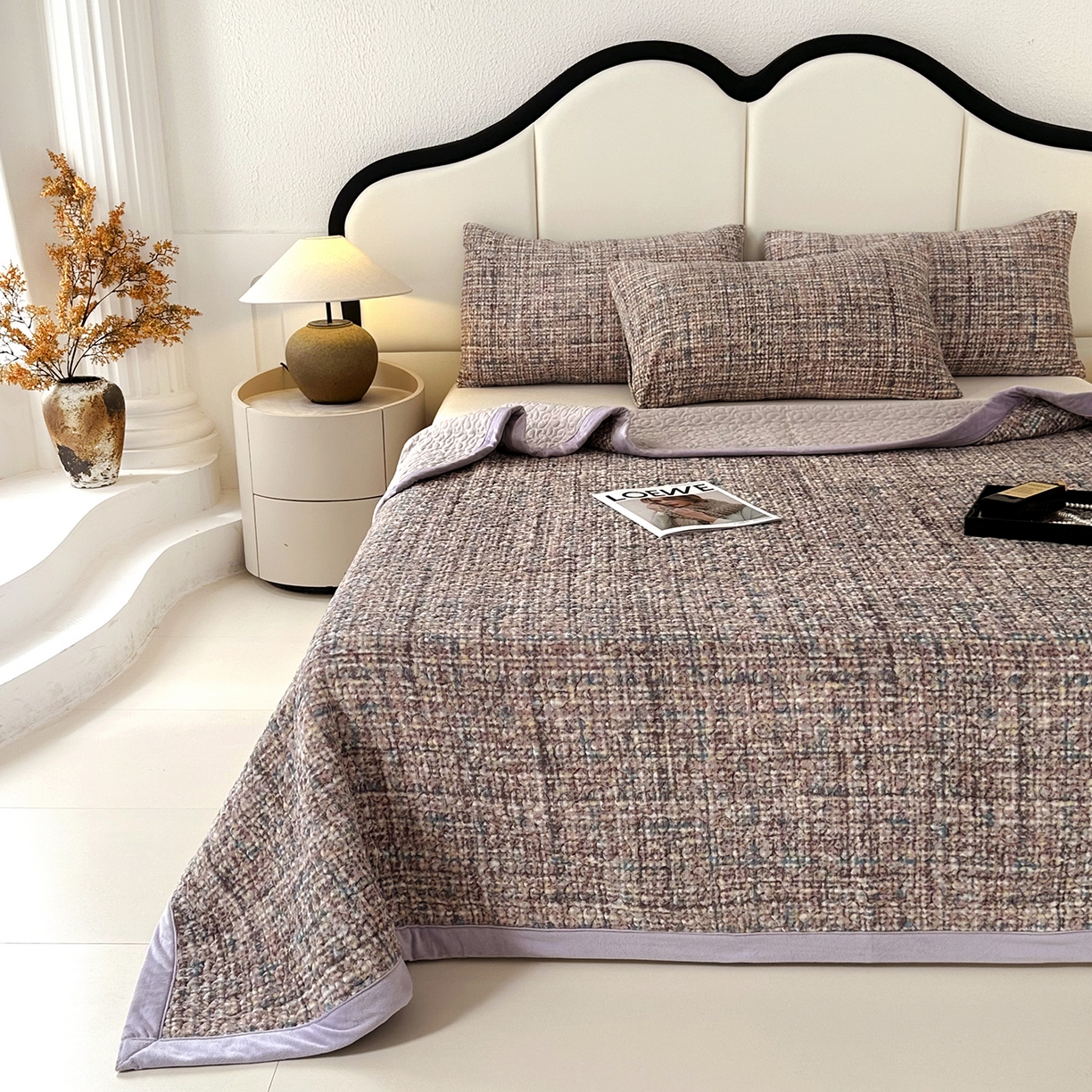 91家纺网 家纺一手货源 找家纺 大渔生活 2025新款牛奶绒印花床盖款四件套 小相思