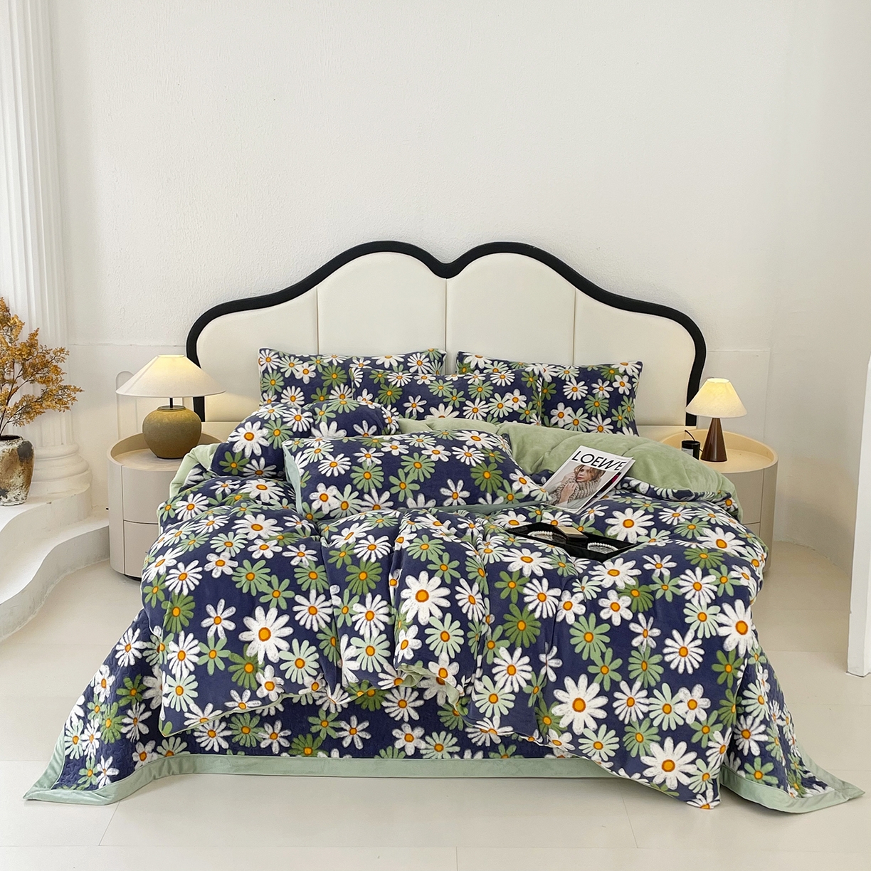 91家纺网 家纺一手货源 找家纺 大渔生活 2025新款牛奶绒印花床盖款四件套 秘密庄园