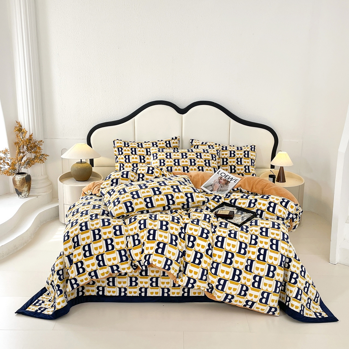 91家纺网 家纺一手货源 找家纺 大渔生活 2025新款牛奶绒印花床盖款四件套 剑桥