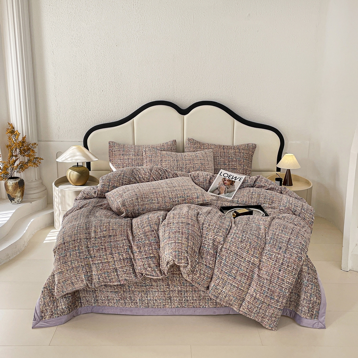 91家纺网 家纺一手货源 找家纺 大渔生活 2025新款牛奶绒印花床盖款四件套 小相思