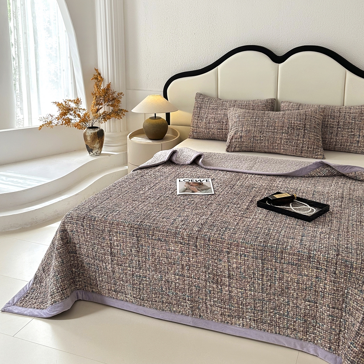 91家纺网 家纺一手货源 找家纺 大渔生活 2025新款牛奶绒印花床盖款四件套 小相思